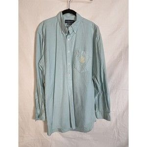 Ralph Lauren Vintage Pullover Button Down Shirt Light Blue Size Large Cotton